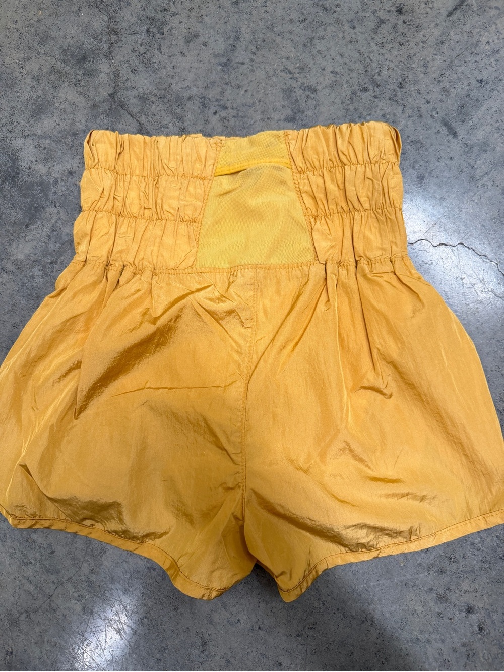 Free People High-Waist Smocked Mustard Yellow Shorts - Picture 3 of 5